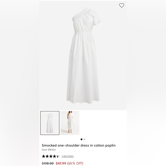 Brand new J Crew One Shoulder Dress in Cotton Poplin - Picture 1 of 4